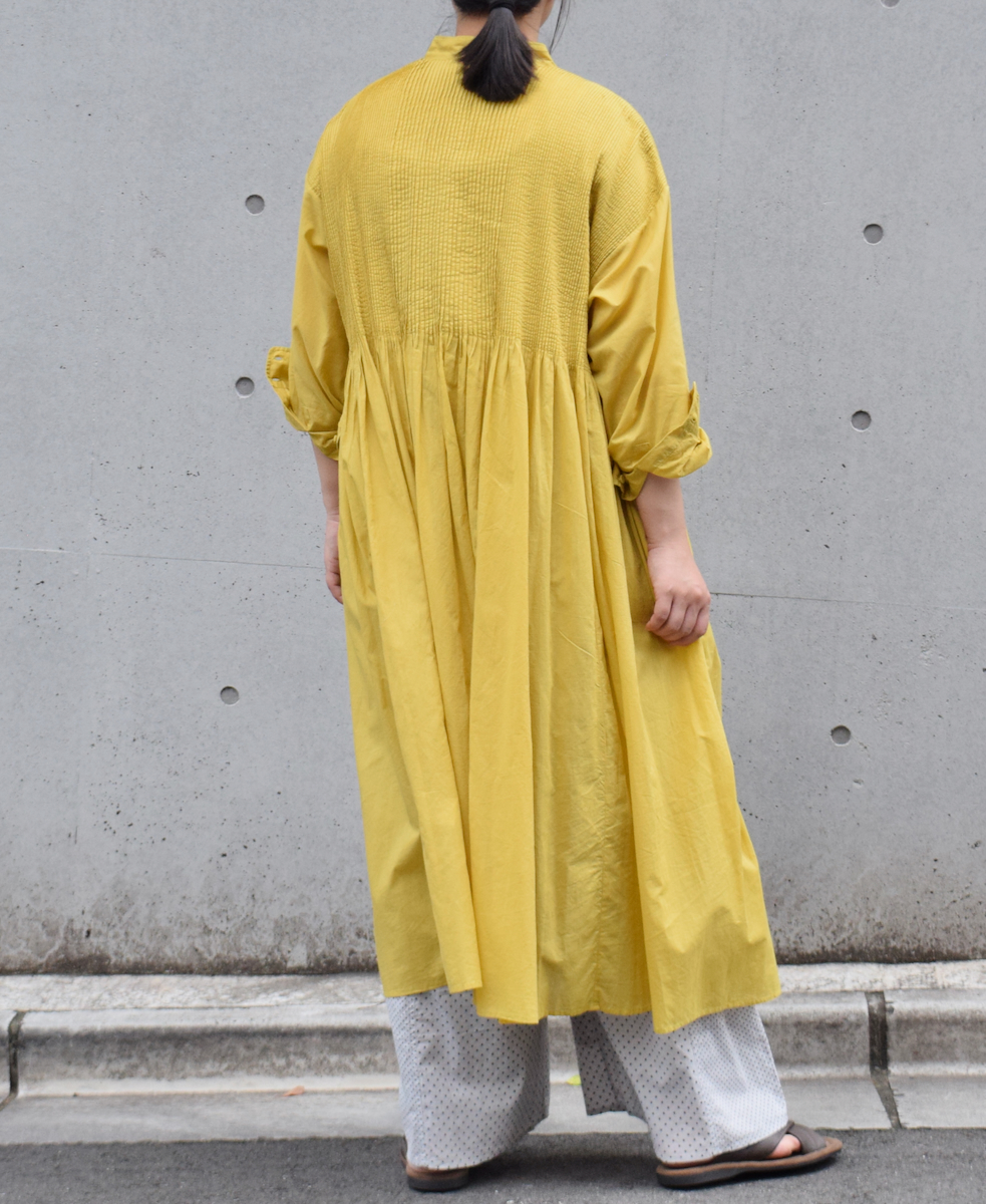 NMDS24141 (ワンピース) 80'S ORGANIC VOILE PLAIN BANDED SHIRT DRESS WITH MINI PINTUCK