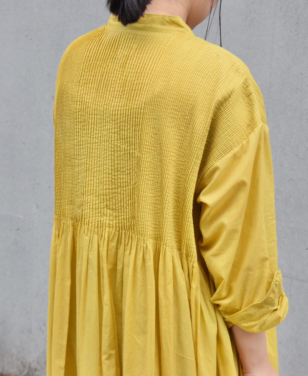 NMDS24141 (ワンピース) 80'S ORGANIC VOILE PLAIN BANDED SHIRT DRESS WITH MINI PINTUCK