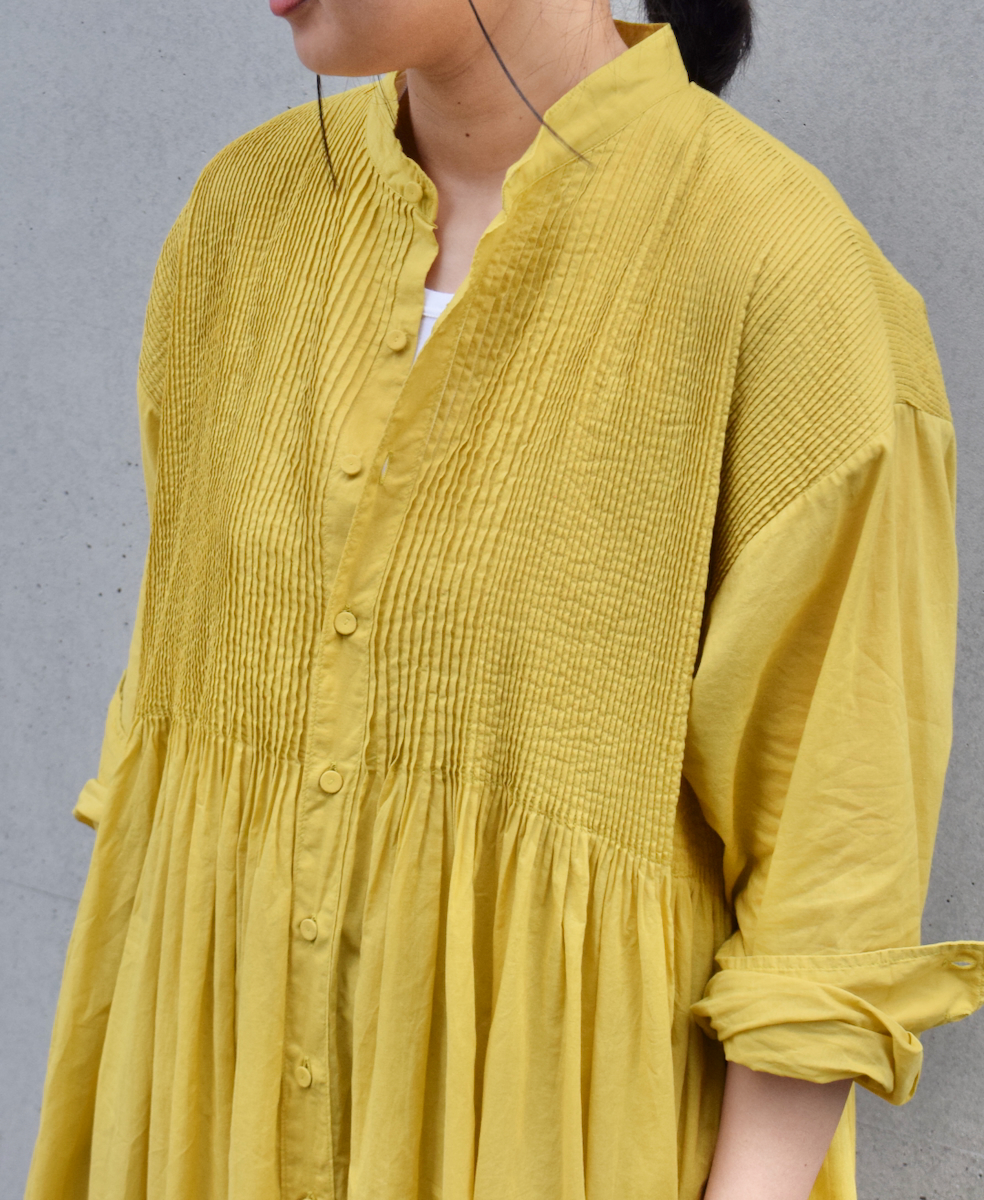 NMDS24141 (ワンピース) 80'S ORGANIC VOILE PLAIN BANDED SHIRT DRESS WITH MINI PINTUCK