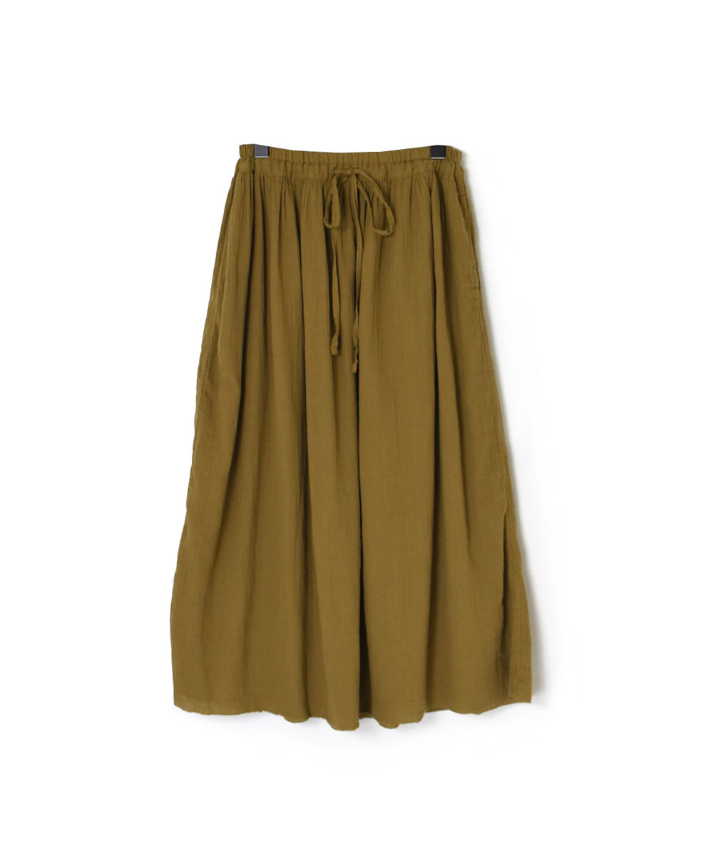INAM2402GDD (スカート) SINGLE GAUZE (DOUBLE FABRIC) OVERDYE EASY GATHERD SKIRT