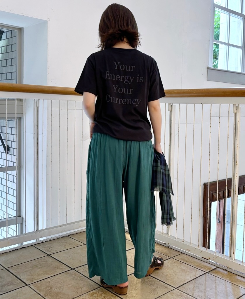 INAM2251GD (パンツ) SINGLE GAUZE OVERDYED GATHERED EASY PANTS
