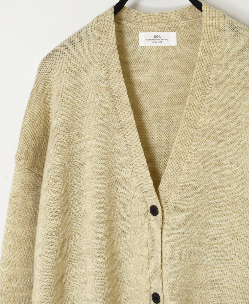 GNSL24523(ニット) 7GG 1PLY SHETLAND WOOL/LINEN V-NECK CARDIGAN│ 