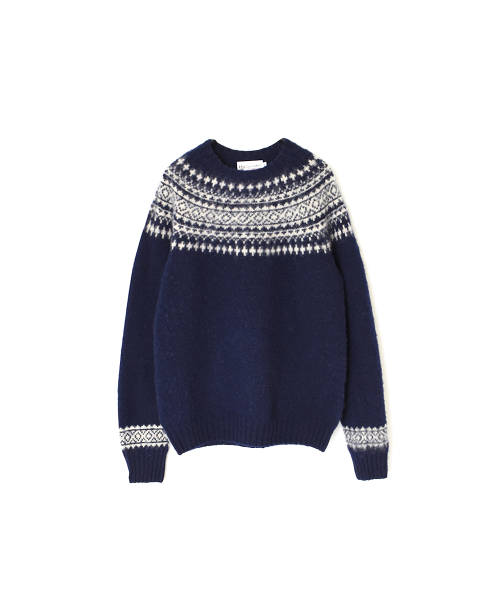 ●NJT1661(ニット) SHETLAND WOOL NORDIC HEAVY BRUSH CREW-NECK PULLOVER