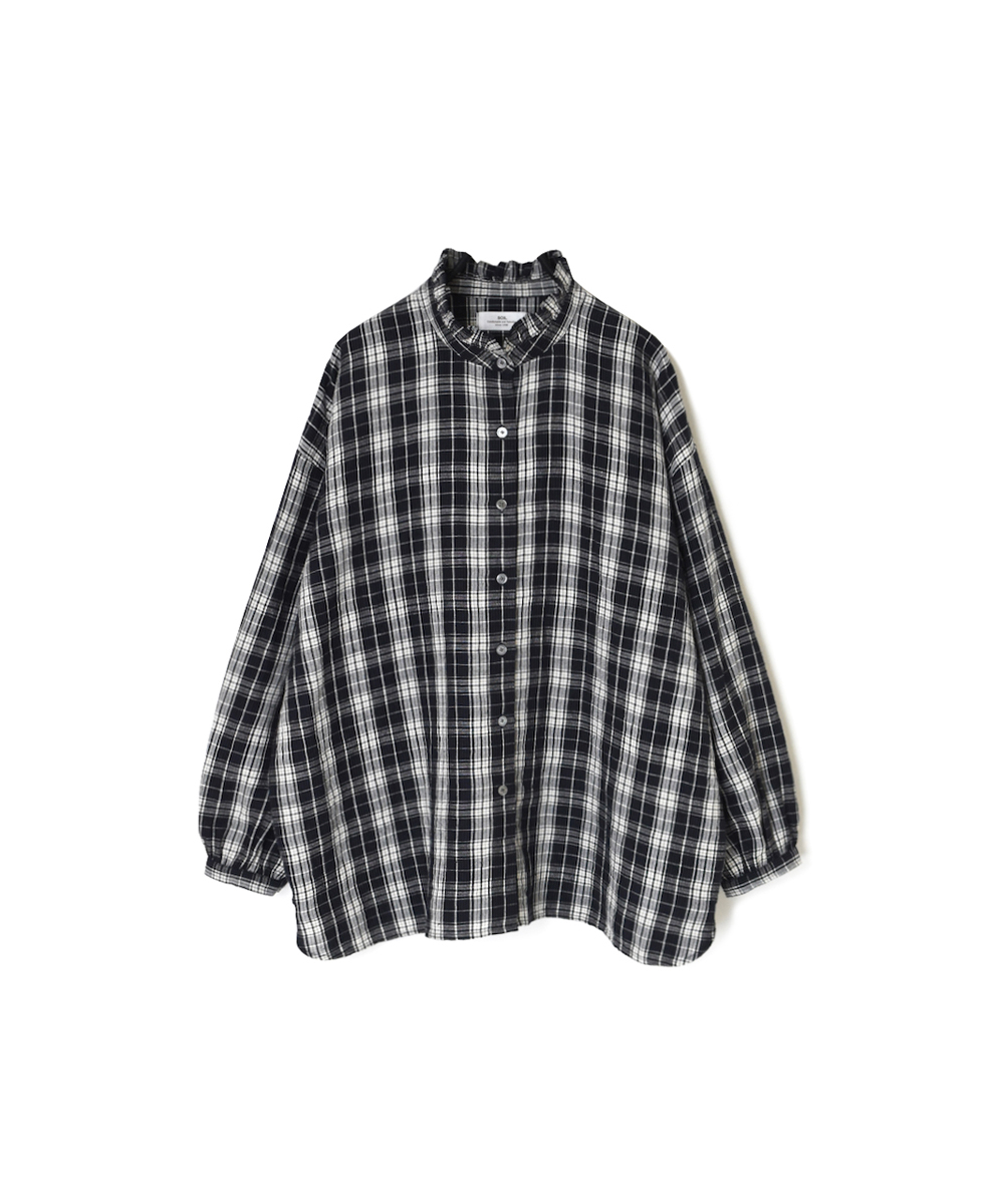 INSL24711(シャツ) WOOL/LINEN FRILL COLLAR SHIRT