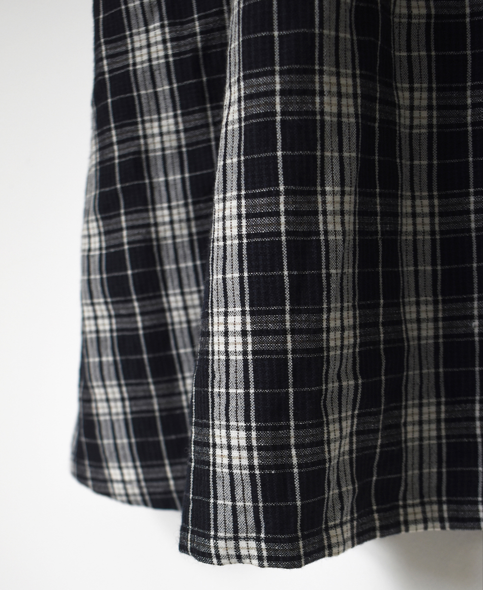 INSL24713(ワンピース) WOOL/LINEN CHECK OPEN COLLAR SHIRT DRESS