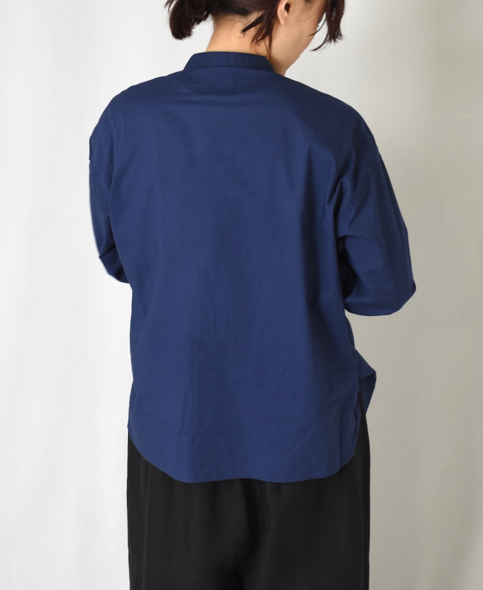 NMDS24131 (シャツ) 60'S ORGANIC CAMBRIC WITH EMB BANDED COLLAR SHIRT