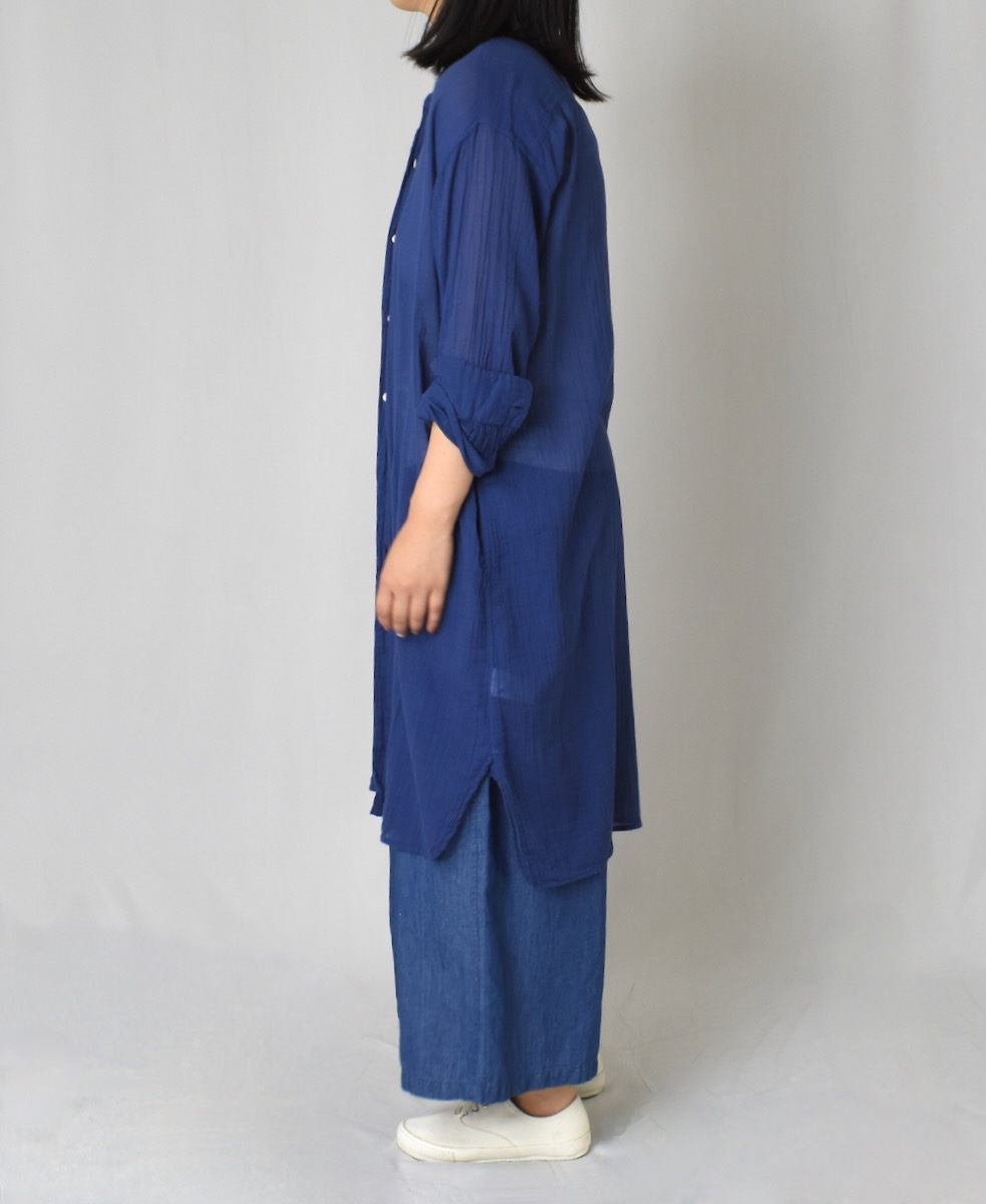INAM1902GD (ロングシャツ) SINGLE GAUZE OVERDYED UTILITY BANDED COLLAR LONG SHIRTS