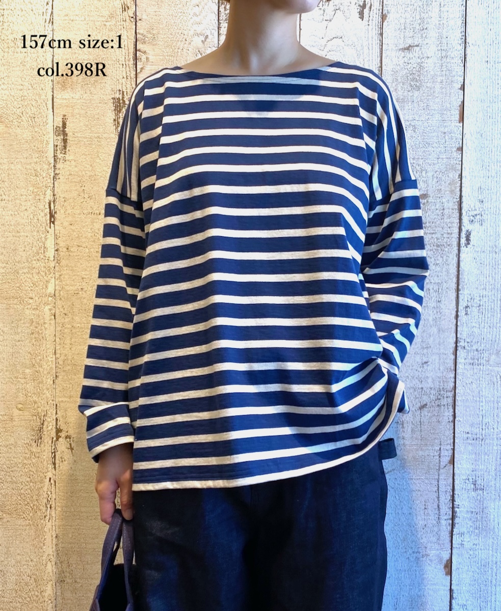 NLA2351 (カットソー) REGULAR STRIPE OVER SIZE L/SL BOAT-NECK BASQUE SHIRT