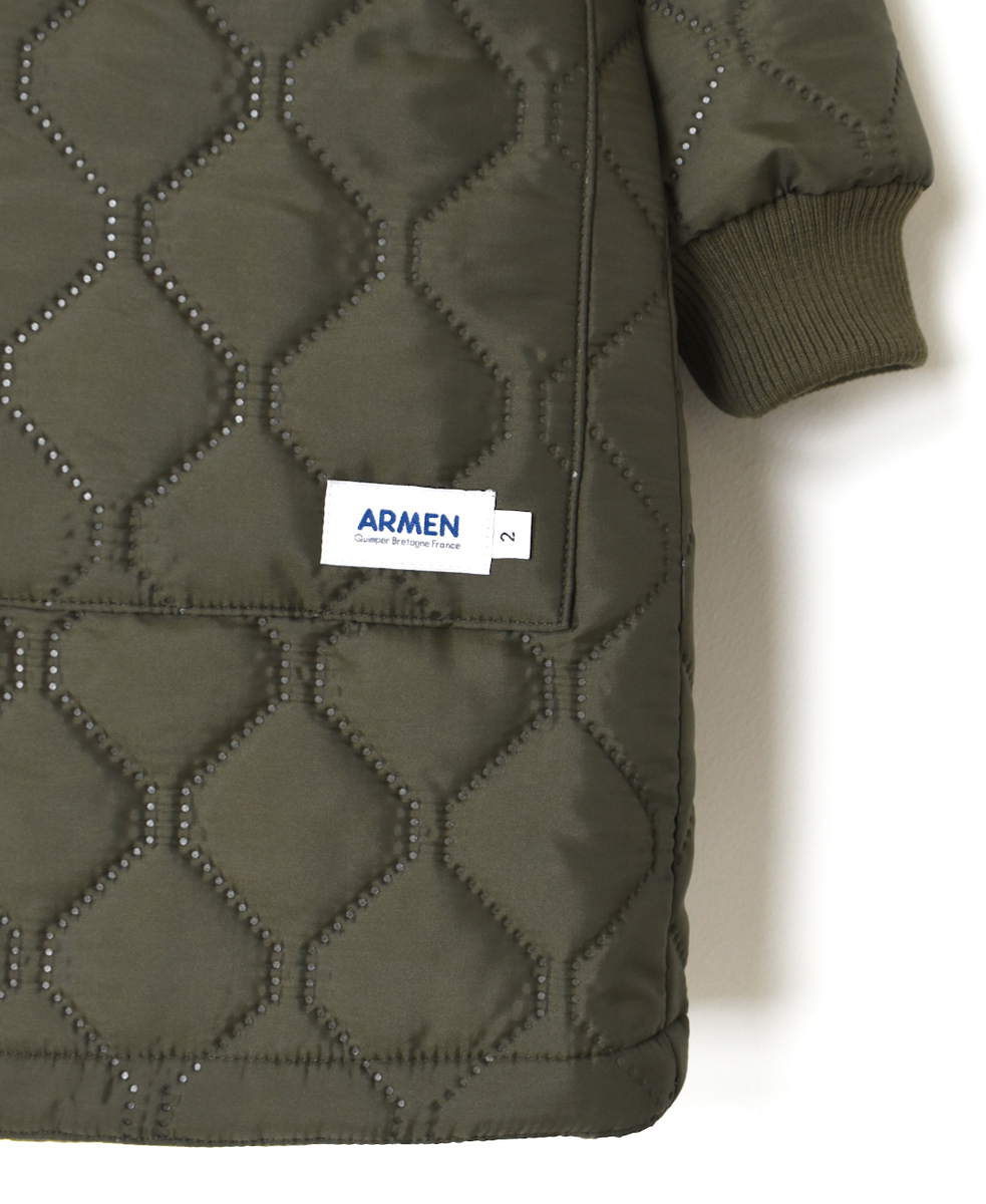 NAM2451PP(コート) PLAIN POLYESTER×PLAIN POLYESTER HEAT QUILT OVERSIZED NO COLLAR MIDI COAT WITH RIBBED CUFF