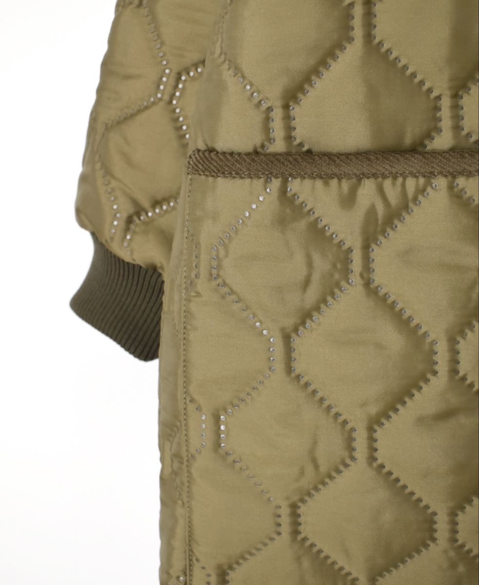 NAM2451PP(コート) PLAIN POLYESTER×PLAIN POLYESTER HEAT QUILT OVERSIZED NO COLLAR MIDI COAT WITH RIBBED CUFF
