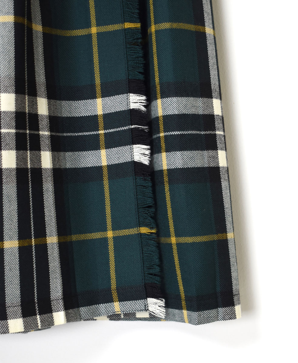 NOD0853 (スカート) WORSTED WOOL LOW WAIST PLEATS WRAP SKIRT LENGTH 80cm (WITH PIN)