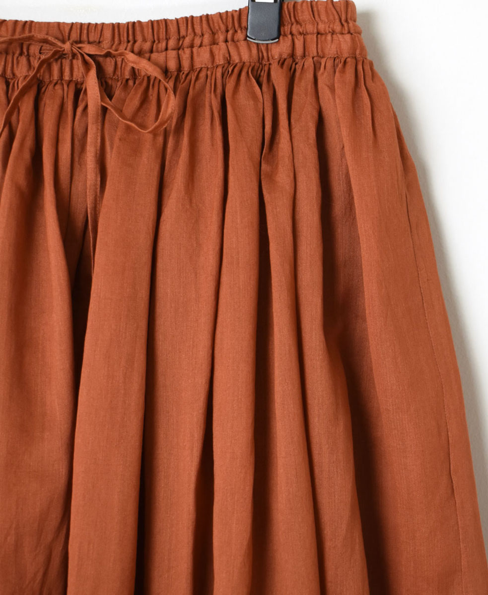 NMDS22564 (スカート) HANDWOVEN COTTON SILK RAJASTHAN TUCK GATHERED SKIRT WITH LINING