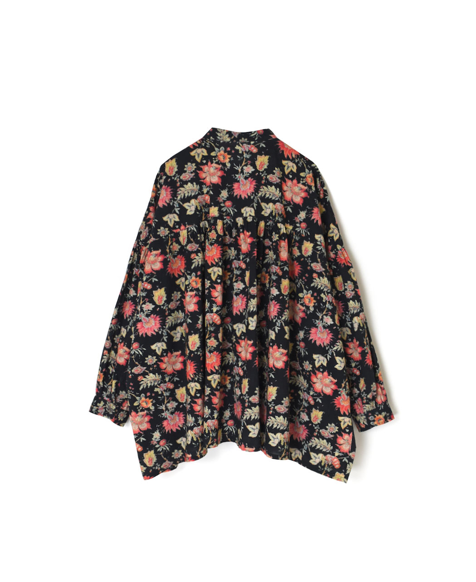 INSL24733(シャツ) 60s CAMBRIC FLOWER PRINT BANDED COLLAR L/SL  