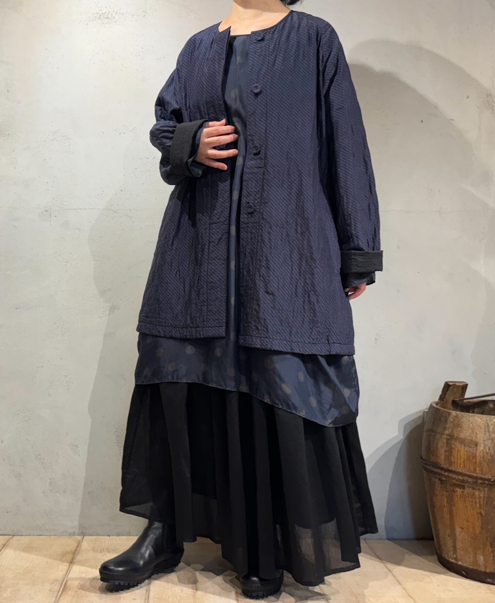 NMDS22564 (スカート) HANDWOVEN COTTON SILK RAJASTHAN TUCK GATHERED SKIRT WITH LINING