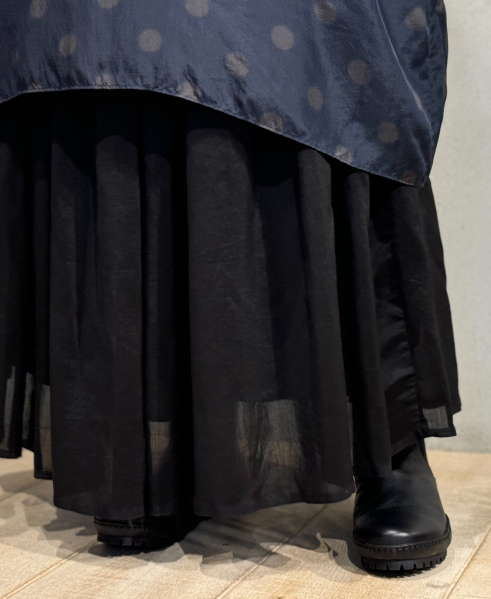 NMDS22564 (スカート) HANDWOVEN COTTON SILK RAJASTHAN TUCK GATHERED SKIRT WITH LINING