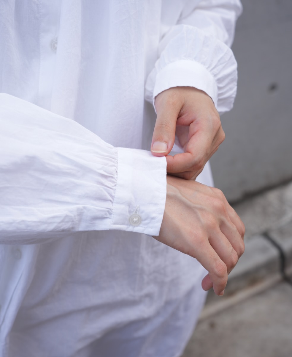NSL24562(シャツ) 60s CAMBRIC PLAIN WITH LACE COLLAR GATHERD TUNIC SHIRT