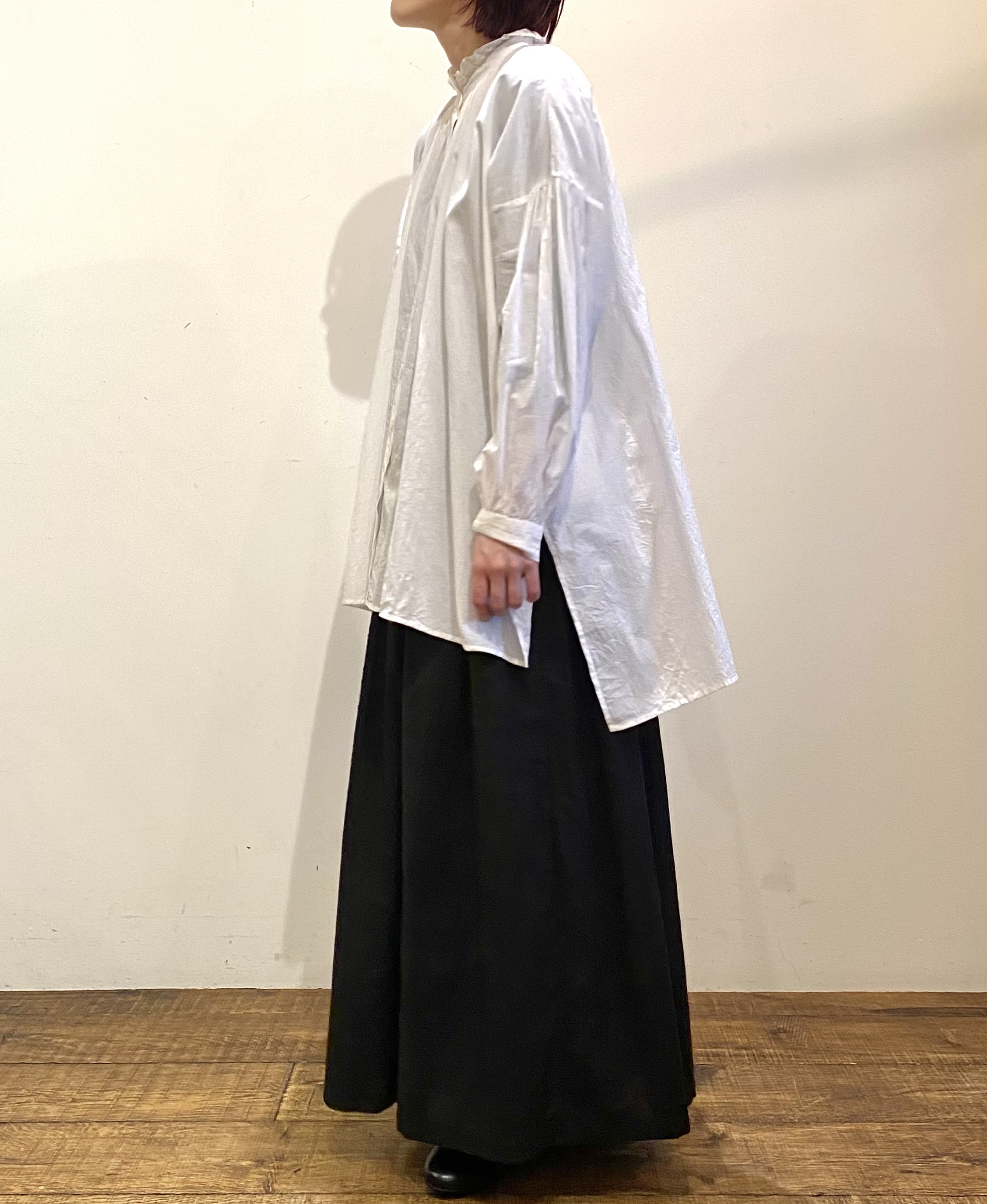 NSL24562(シャツ) 60s CAMBRIC PLAIN WITH LACE COLLAR GATHERD TUNIC SHIRT