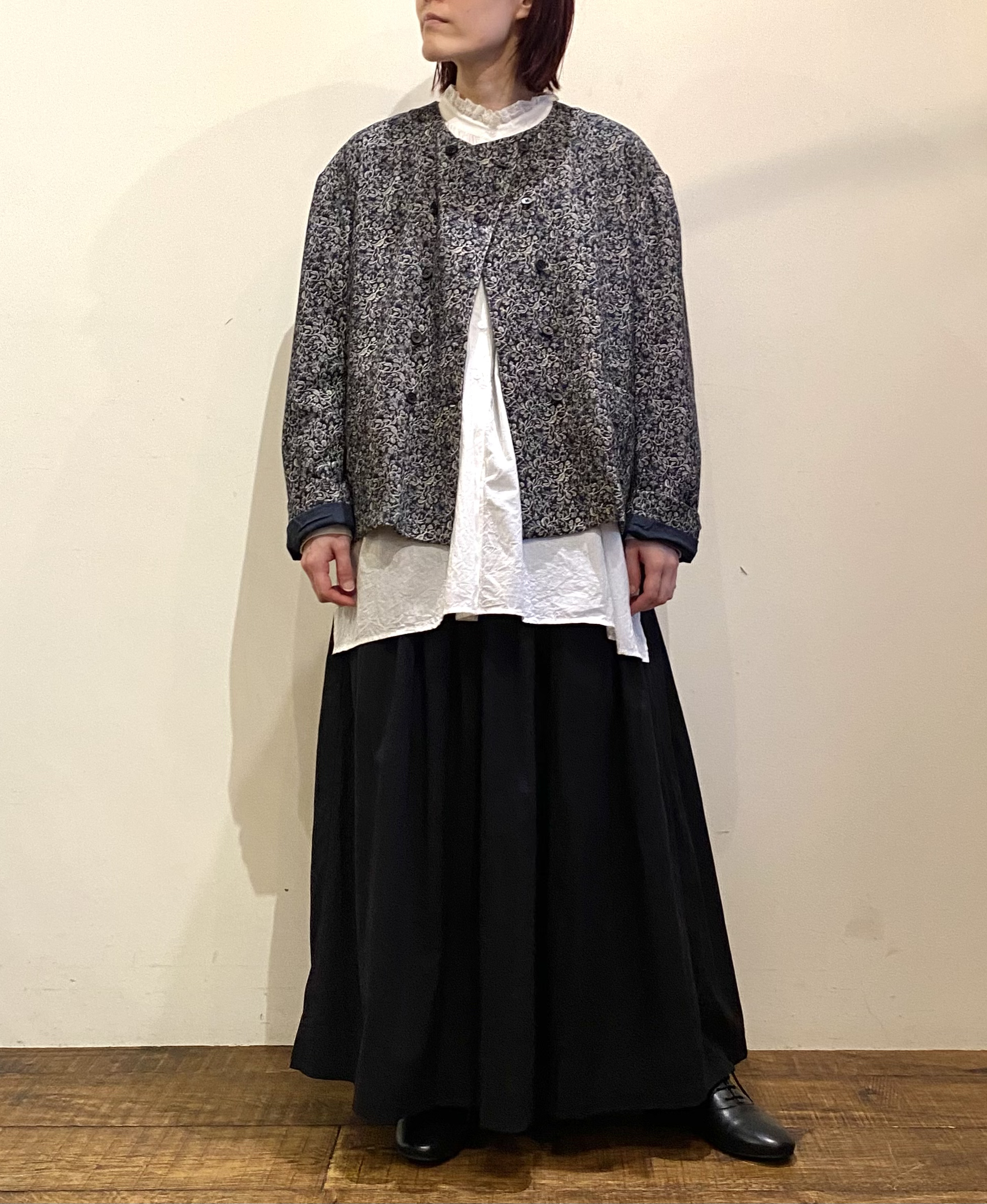 NSL24562(シャツ) 60s CAMBRIC PLAIN WITH LACE COLLAR GATHERD TUNIC SHIRT