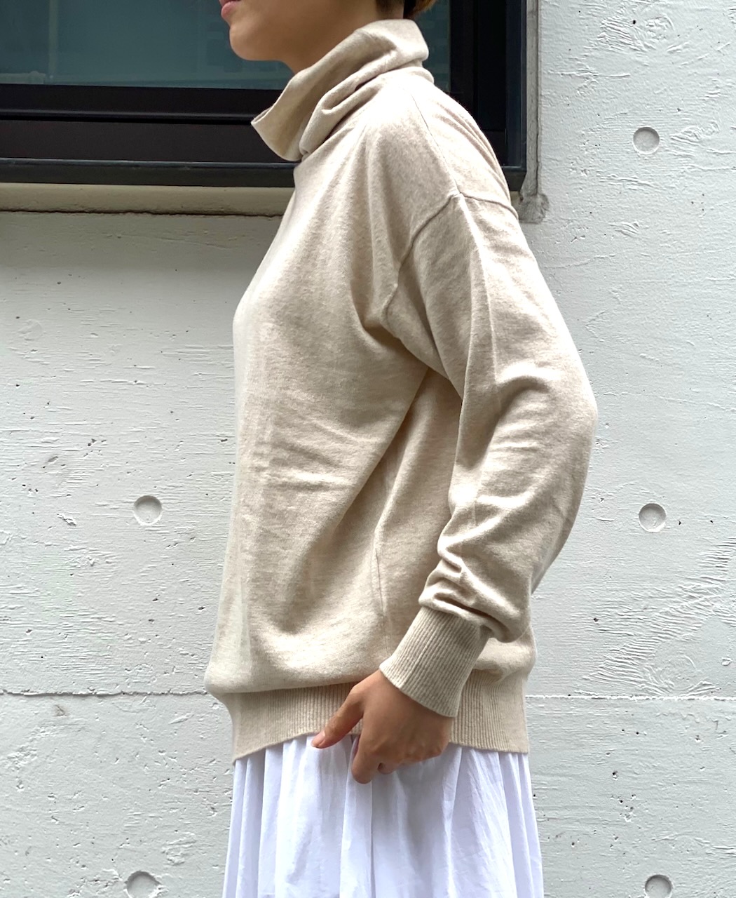 GNSL24541(ニット) 14GG 2PLY PLAIN STITCH COTTON WOOL CASHMERE TURTLE NECK PULLOVER