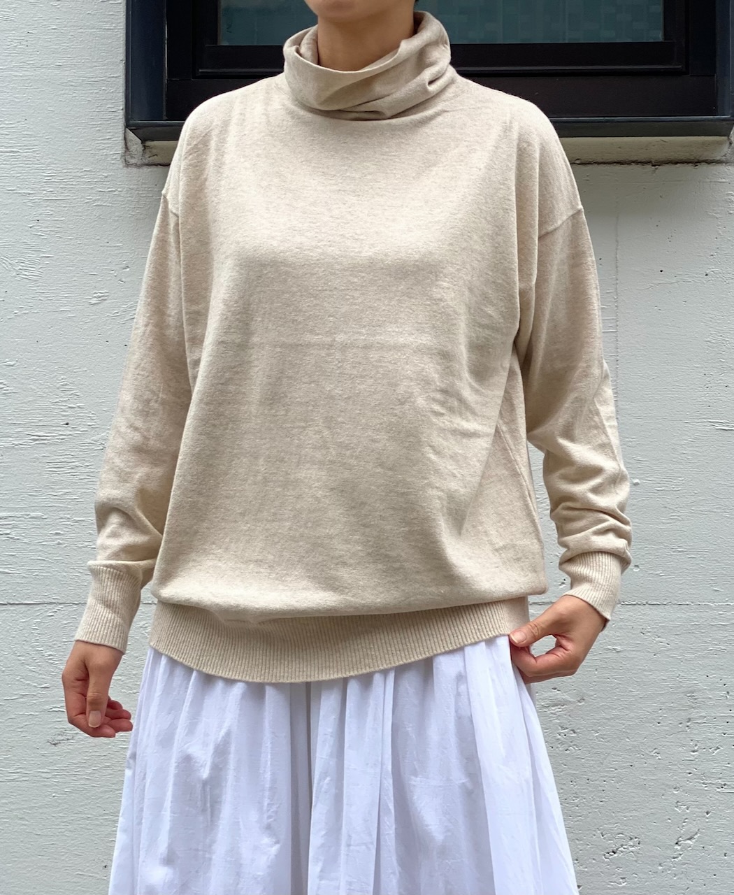 GNSL24541(ニット) 14GG 2PLY PLAIN STITCH COTTON WOOL CASHMERE TURTLE NECK PULLOVER