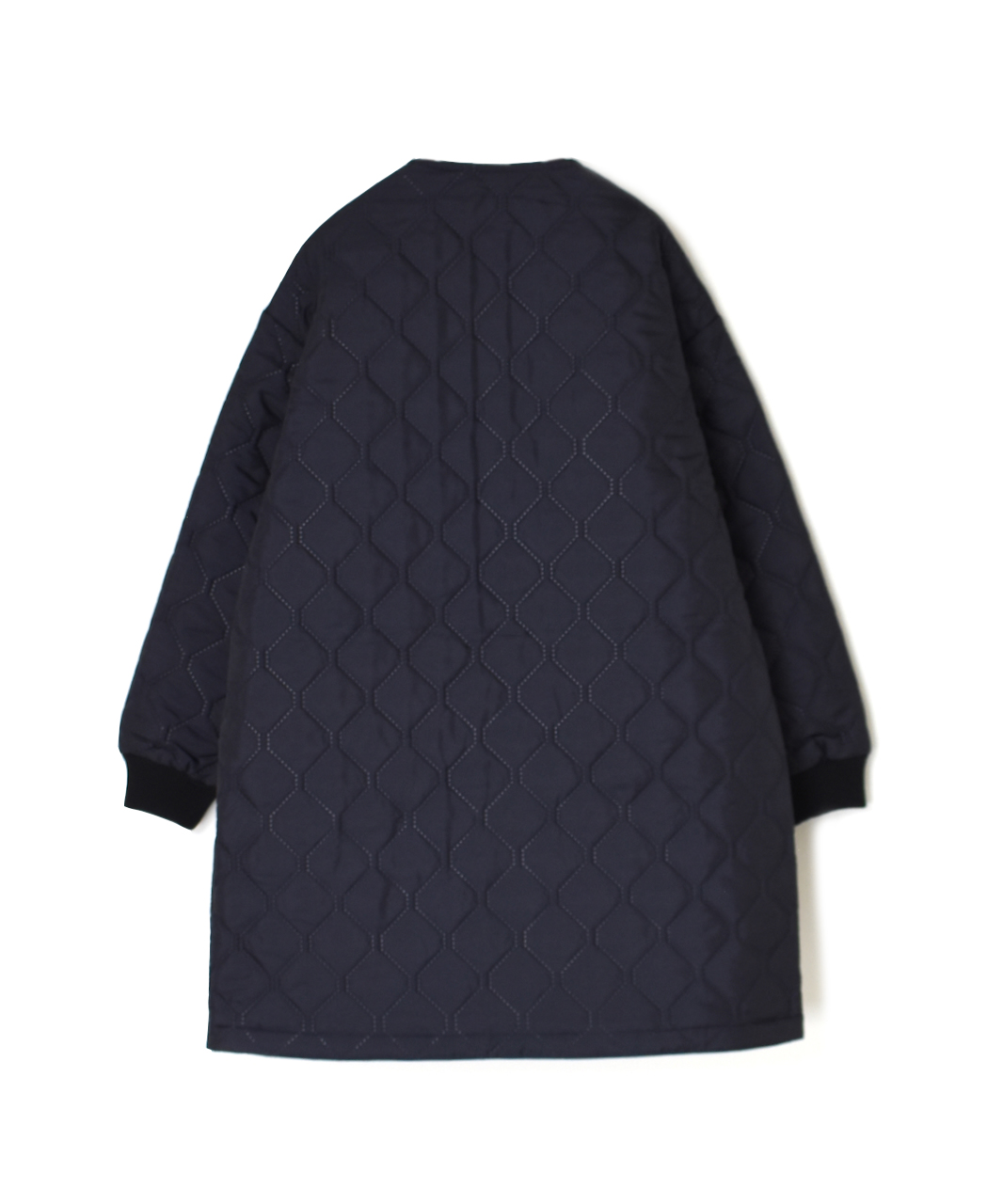 NAM2451PP(コート) PLAIN POLYESTER×PLAIN POLYESTER HEAT QUILT OVERSIZED NO COLLAR MIDI COAT WITH RIBBED CUFF