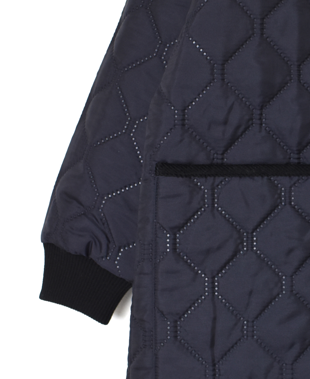 NAM2451PP(コート) PLAIN POLYESTER×PLAIN POLYESTER HEAT QUILT OVERSIZED NO COLLAR MIDI COAT WITH RIBBED CUFF