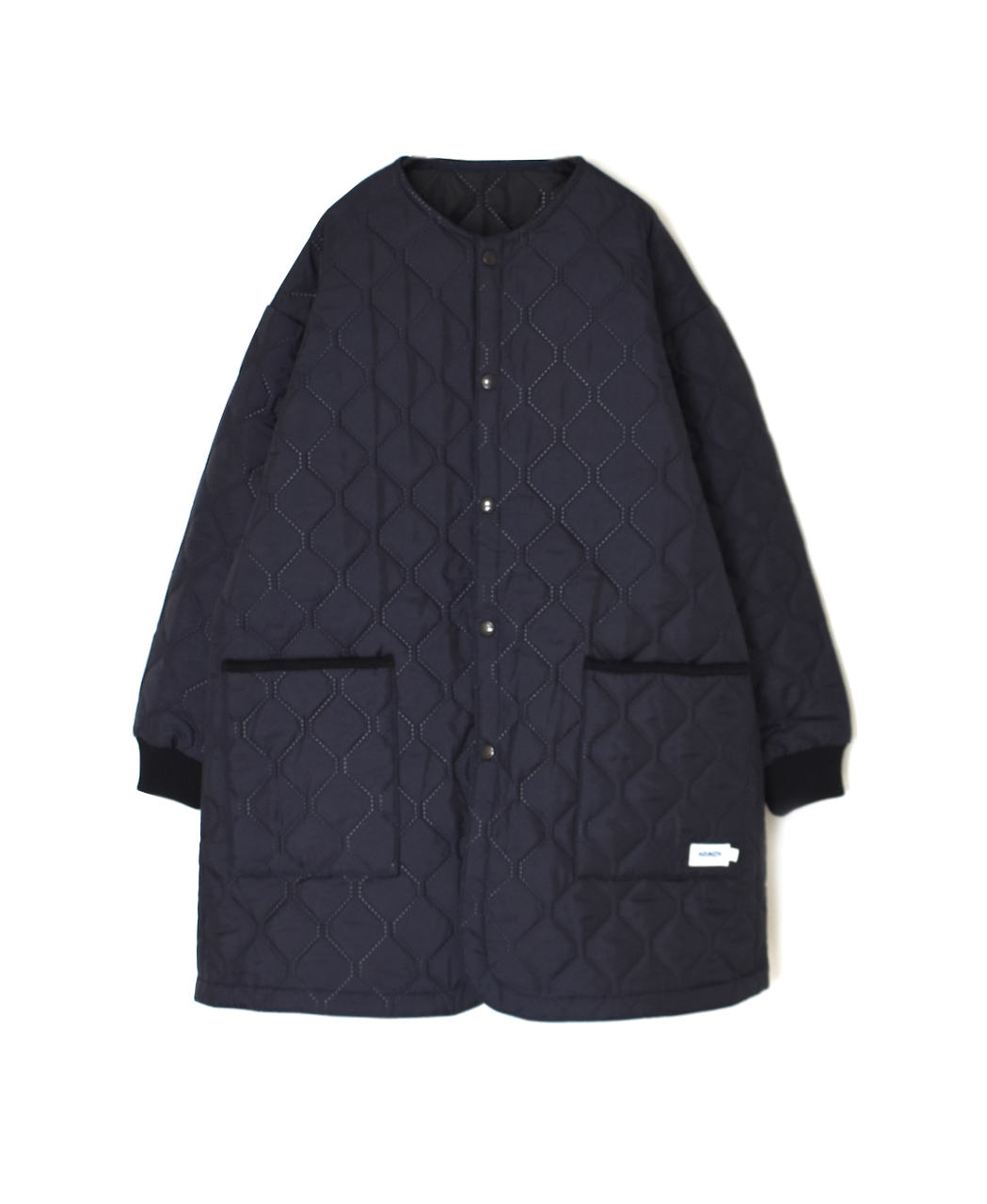 NAM2451PP(コート) PLAIN POLYESTER×PLAIN POLYESTER HEAT QUILT OVERSIZED NO COLLAR MIDI COAT WITH RIBBED CUFF