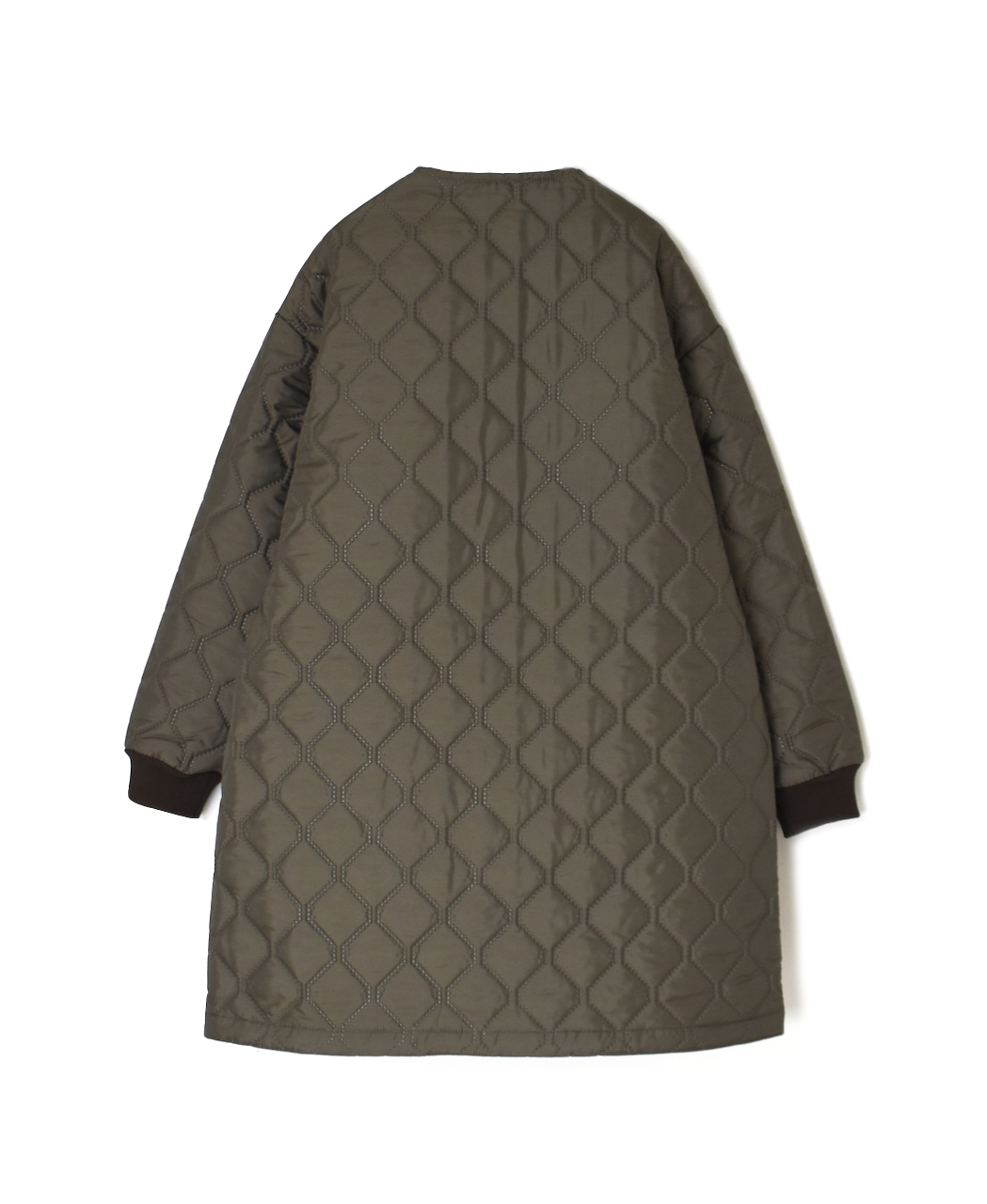 NAM2451PP(コート) PLAIN POLYESTER×PLAIN POLYESTER HEAT QUILT OVERSIZED NO COLLAR MIDI COAT WITH RIBBED CUFF