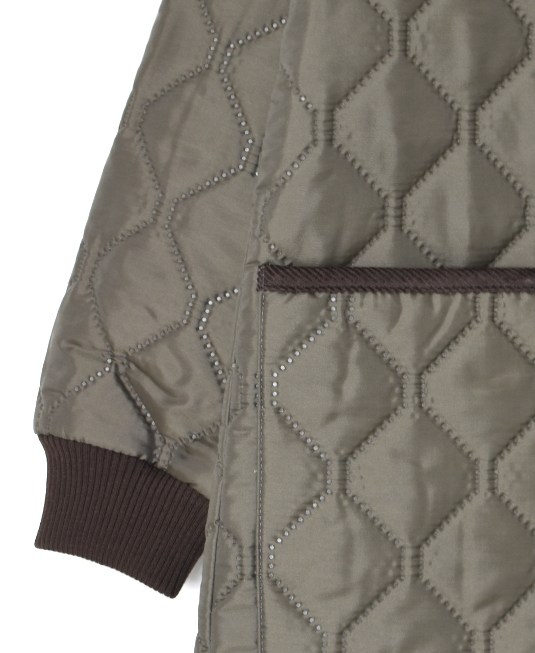 NAM2451PP(コート) PLAIN POLYESTER×PLAIN POLYESTER HEAT QUILT OVERSIZED NO COLLAR MIDI COAT WITH RIBBED CUFF