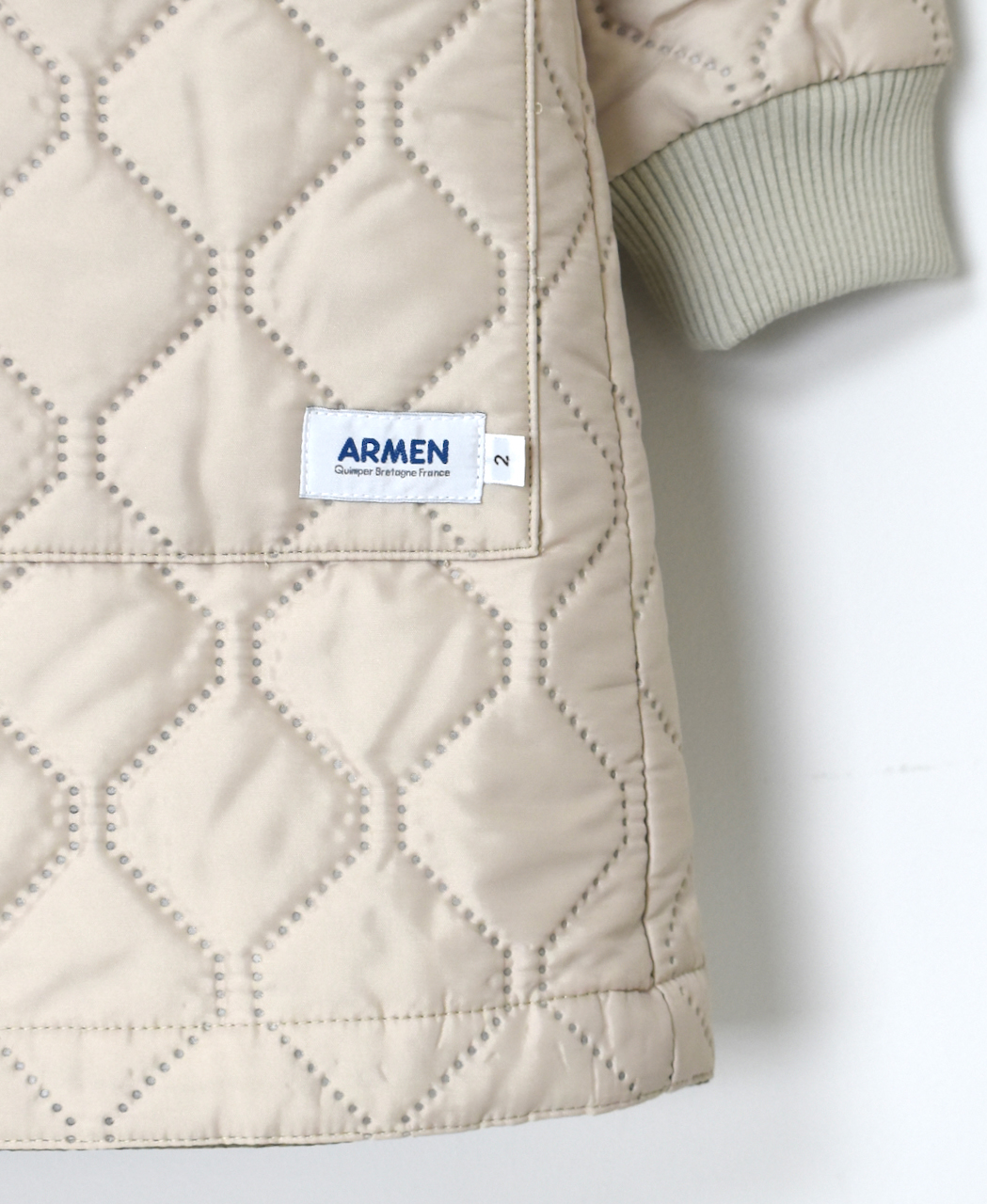 NAM2451PP(コート) PLAIN POLYESTER×PLAIN POLYESTER HEAT QUILT OVERSIZED NO COLLAR MIDI COAT WITH RIBBED CUFF
