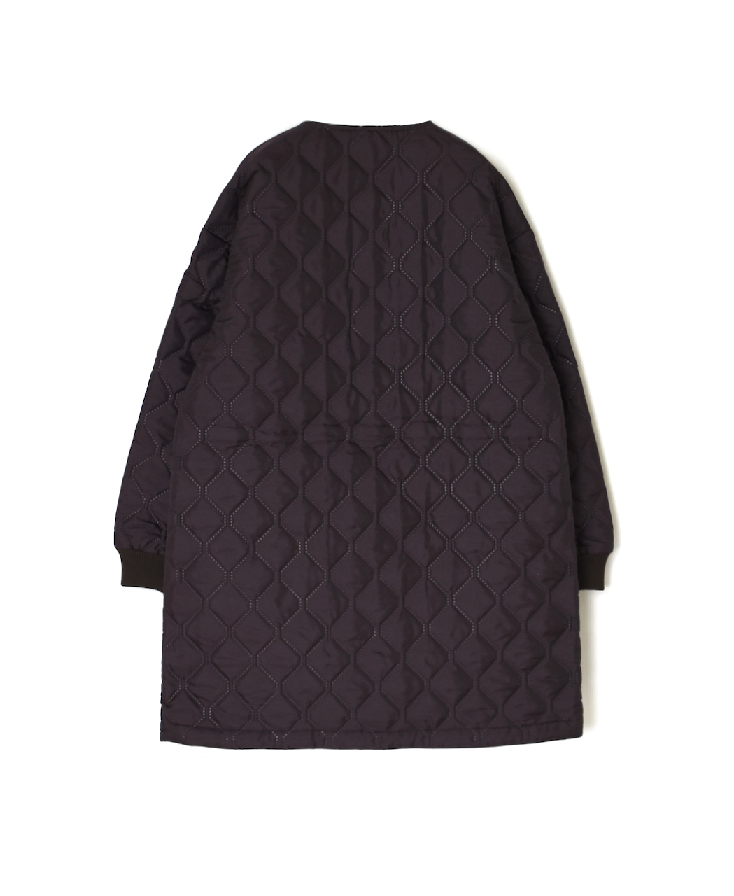 NAM2451PP(コート) PLAIN POLYESTER×PLAIN POLYESTER HEAT QUILT OVERSIZED NO COLLAR MIDI COAT WITH RIBBED CUFF