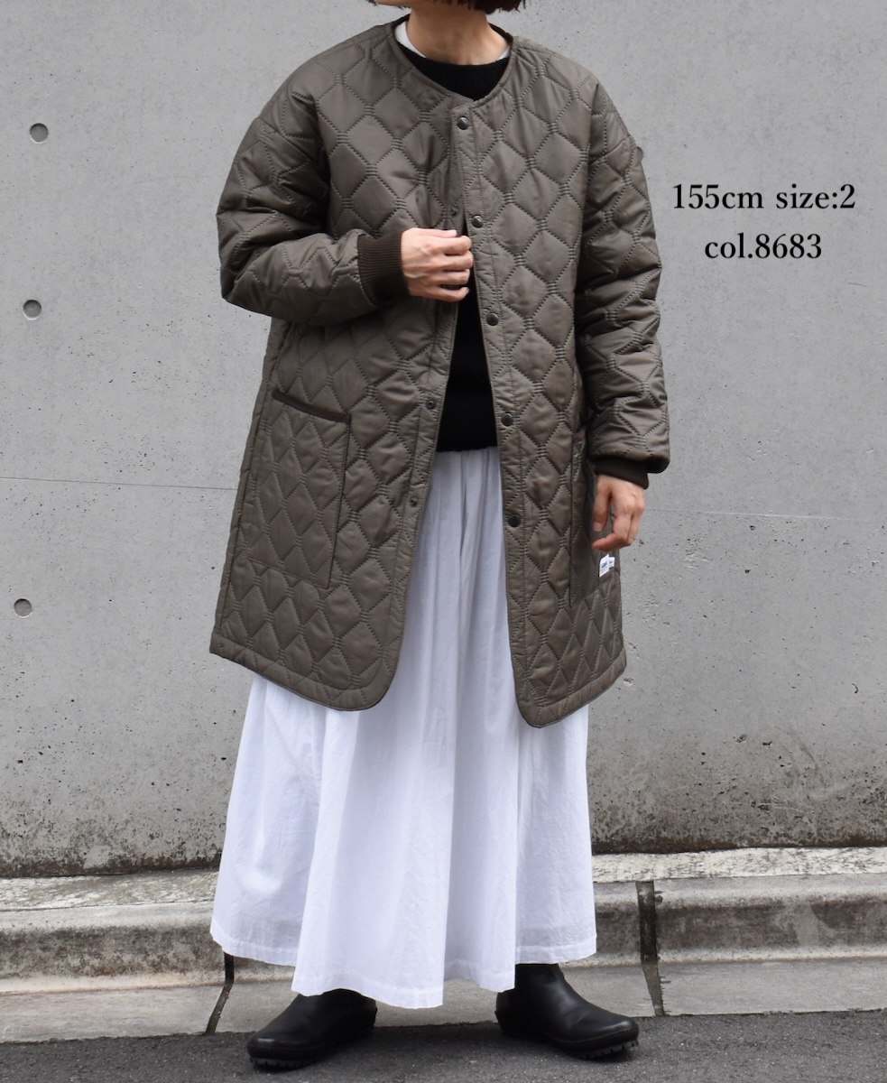NAM2451PP(コート) PLAIN POLYESTER×PLAIN POLYESTER HEAT QUILT OVERSIZED NO COLLAR MIDI COAT WITH RIBBED CUFF