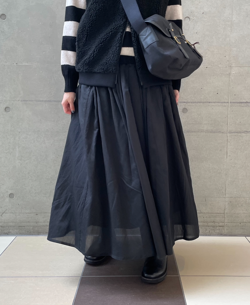 NMDS22564 (スカート) HANDWOVEN COTTON SILK RAJASTHAN TUCK GATHERED SKIRT WITH LINING
