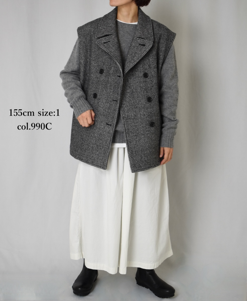 PNAM2461S(ベスト) MELTON DOUBLE BRESTED VEST WITH LINING