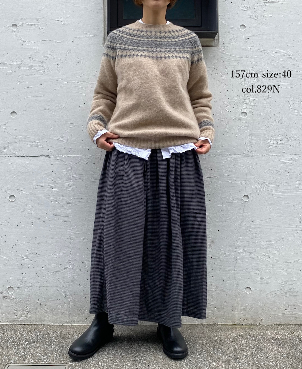 NJT1661(ニット) SHETLAND WOOL NORDIC HEAVY BRUSH CREW-NECK PULLOVER