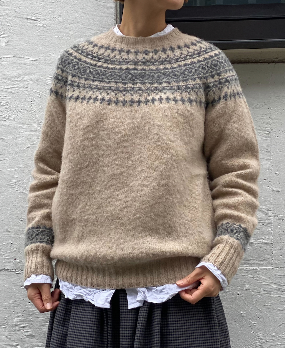 NJT1661(ニット) SHETLAND WOOL NORDIC HEAVY BRUSH CREW-NECK PULLOVER
