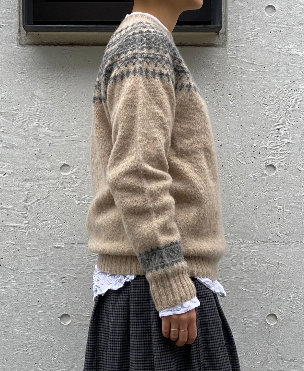NJT1661(ニット) SHETLAND WOOL NORDIC HEAVY BRUSH CREW-NECK PULLOVER