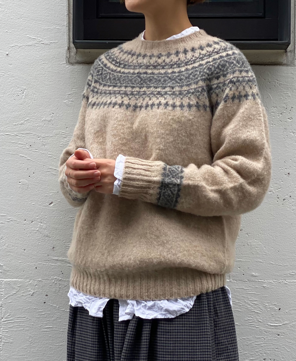 NJT1661(ニット) SHETLAND WOOL NORDIC HEAVY BRUSH CREW-NECK PULLOVER