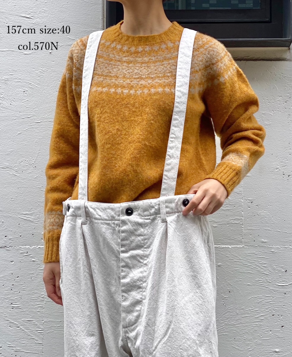 NJT1661(ニット) SHETLAND WOOL NORDIC HEAVY BRUSH CREW-NECK PULLOVER