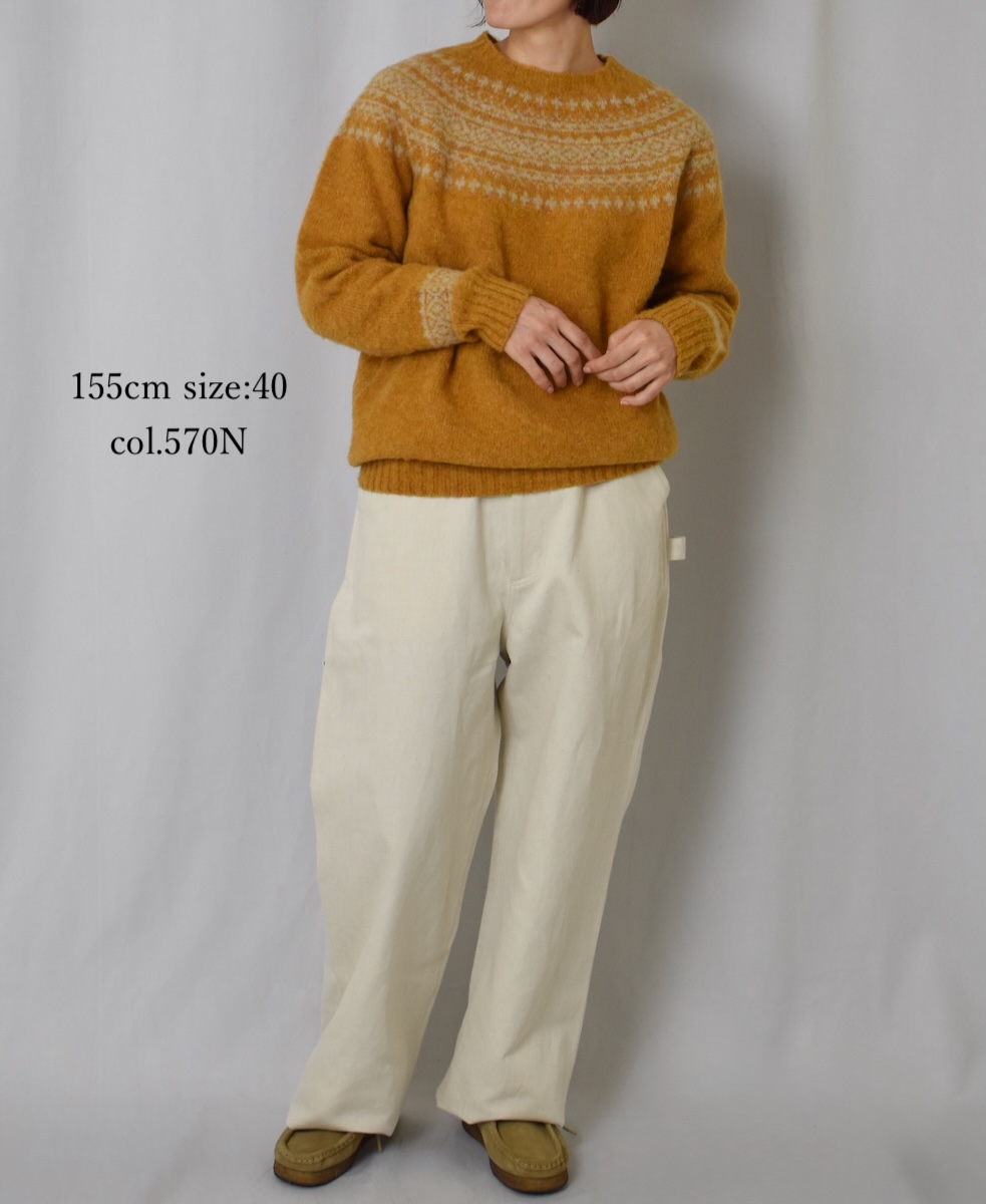 NJT1661(ニット) SHETLAND WOOL NORDIC HEAVY BRUSH CREW-NECK PULLOVER