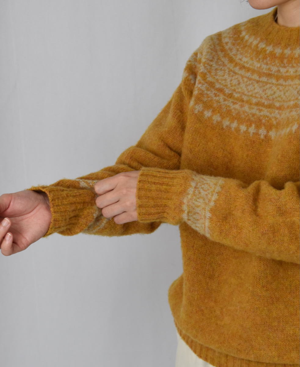 NJT1661(ニット) SHETLAND WOOL NORDIC HEAVY BRUSH CREW-NECK PULLOVER