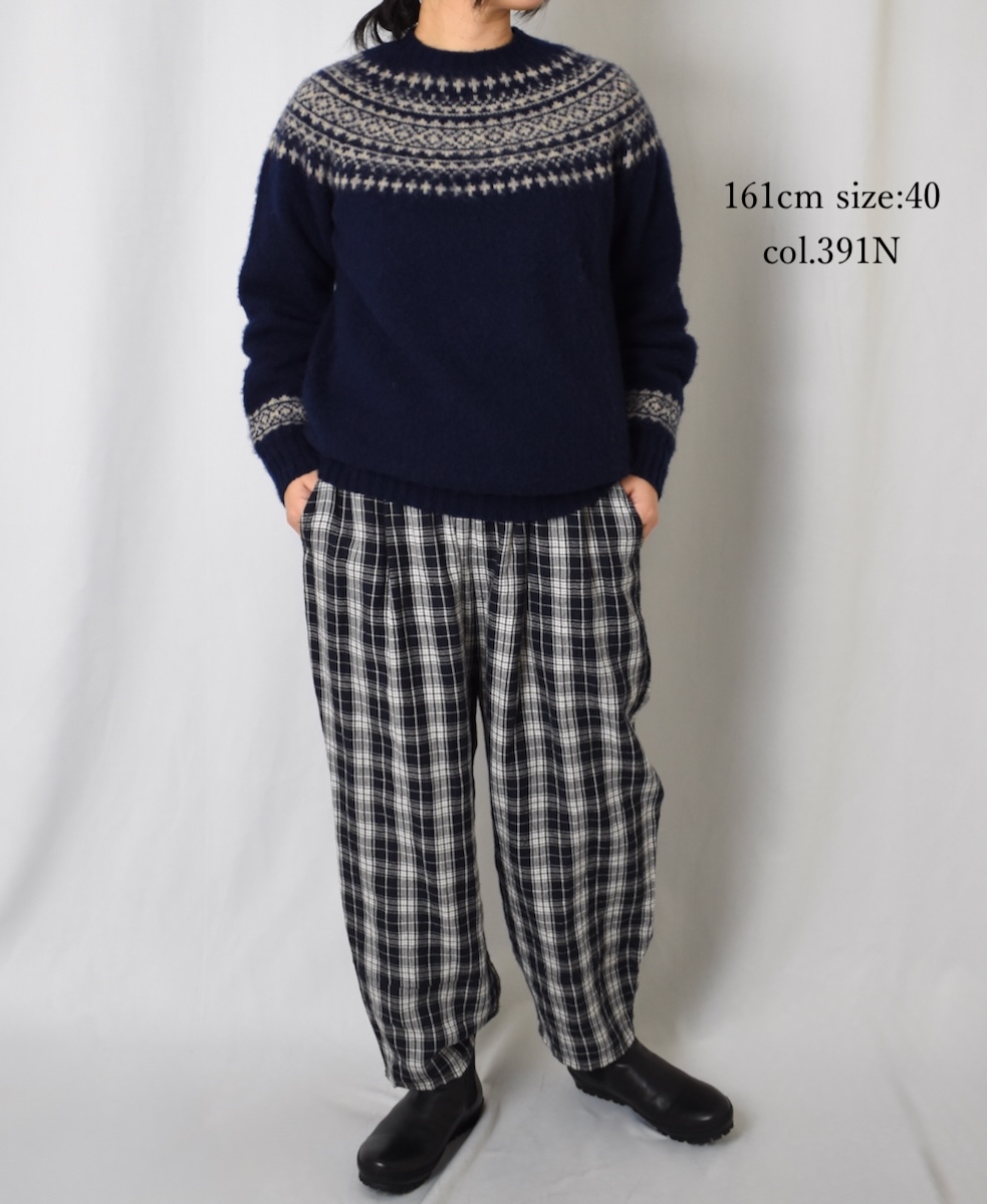 NJT1661(ニット) SHETLAND WOOL NORDIC HEAVY BRUSH CREW-NECK PULLOVER
