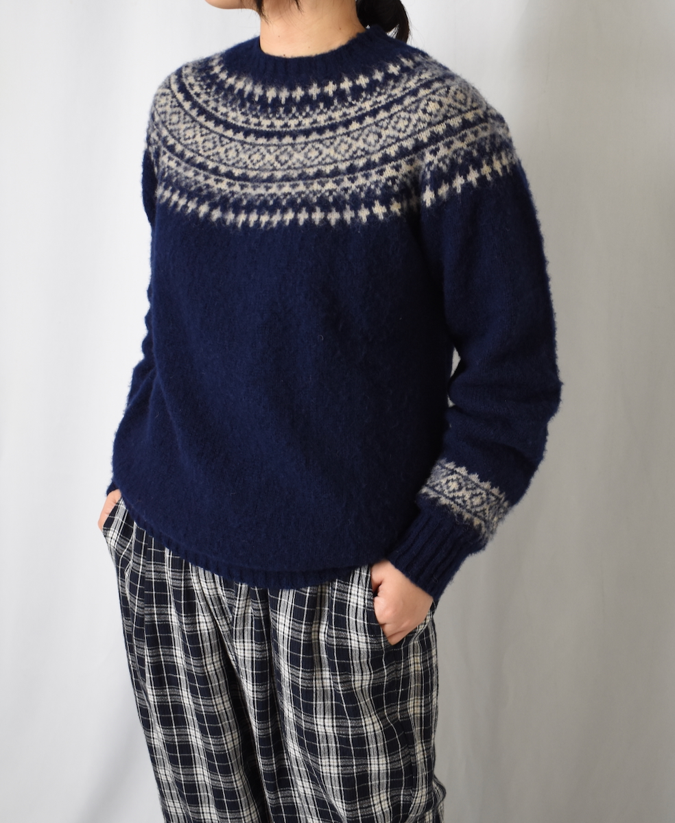 NJT1661(ニット) SHETLAND WOOL NORDIC HEAVY BRUSH CREW-NECK PULLOVER
