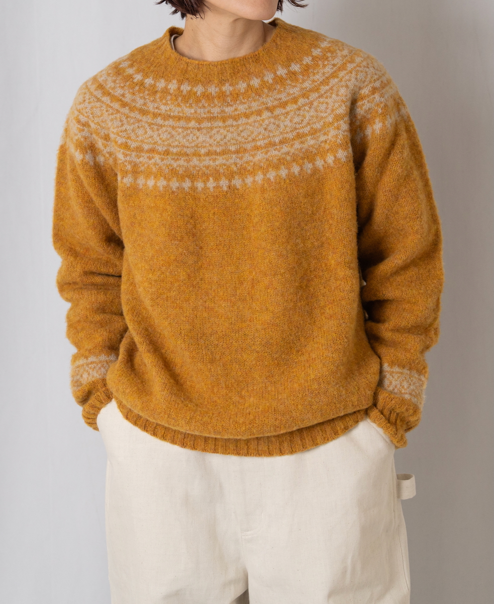NJT1661(ニット) SHETLAND WOOL NORDIC HEAVY BRUSH CREW-NECK PULLOVER