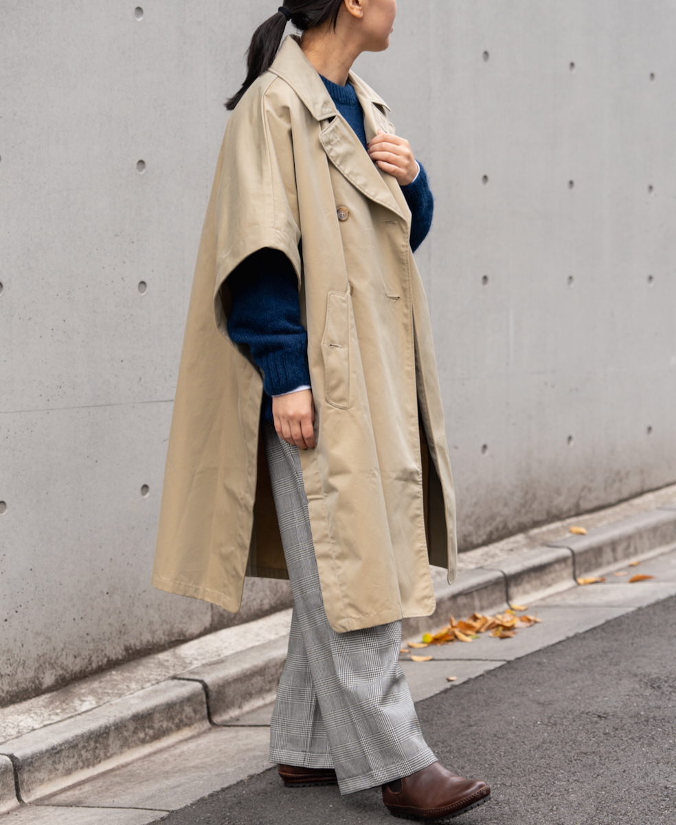 NMPA2451GV(ケープ) GABARDINE COTTON DOUBLE BREASTED CAPE