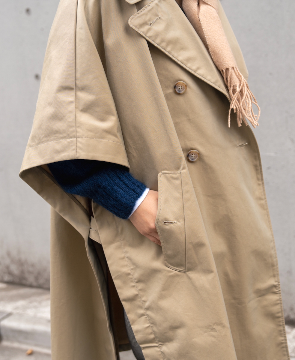 NMPA2451GV(ケープ) GABARDINE COTTON DOUBLE BREASTED CAPE