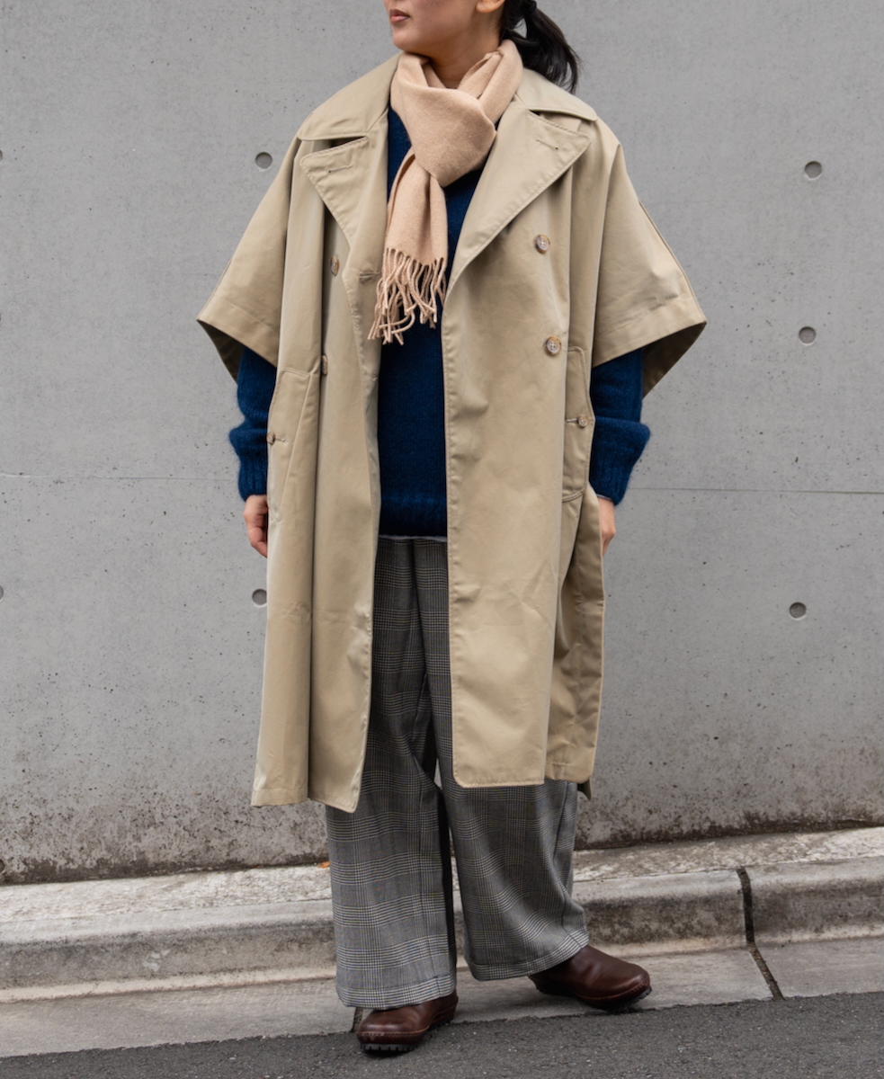 NMPA2451GV(ケープ) GABARDINE COTTON DOUBLE BREASTED CAPE