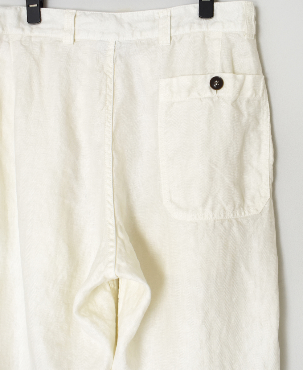 NAM1811LH (パンツ) LINEN HERRINGBONE (OVERDYE) ONE-TUCK CROPPED PANTS