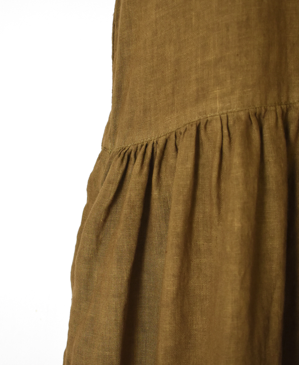 ●NAM1632LP (ワンピース) LINEN PLAIN (OVERDYE) BOAT NECK S/SL ONE-PIECE