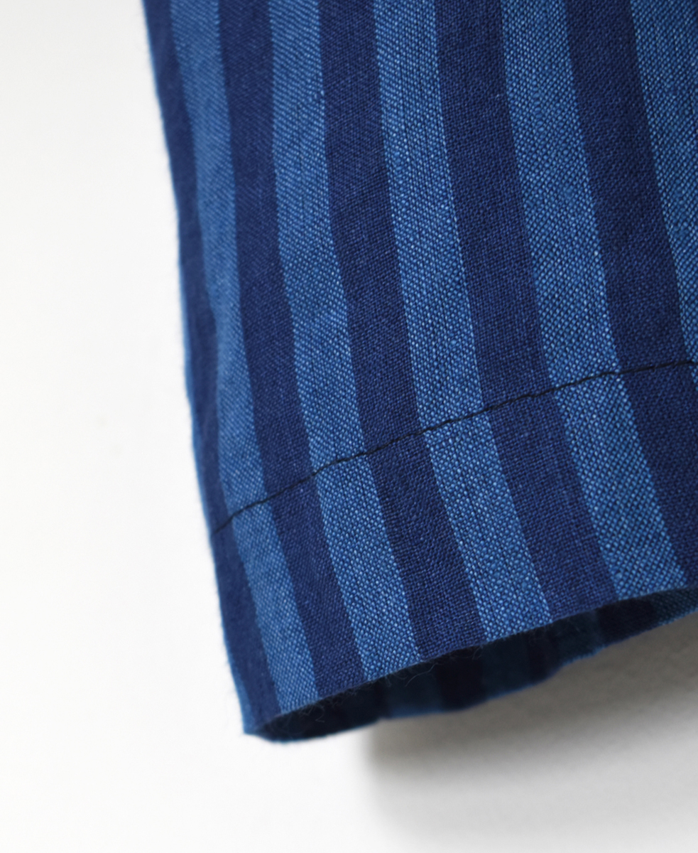 NAM1631LSW(シャツ) LINEN STRIPE(WASH) BOAT NECK S/SL SHIRT